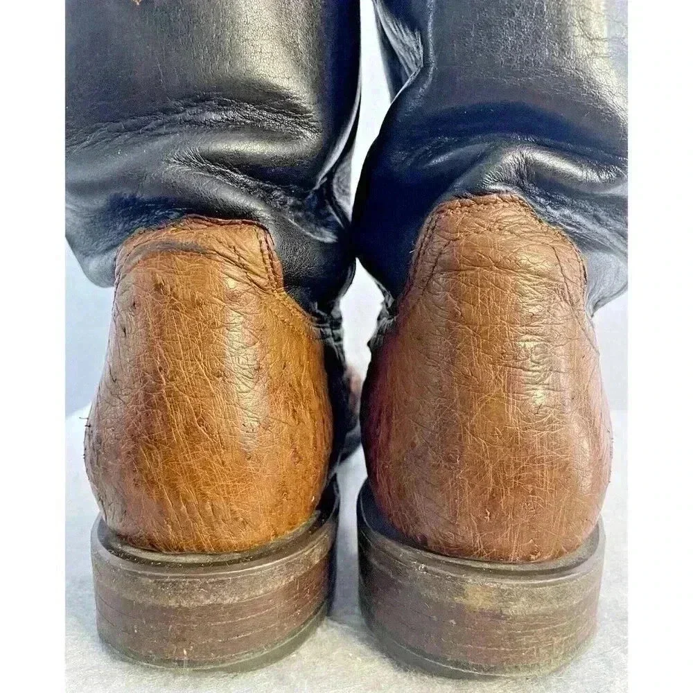 Lucchese 1883 Full Quill Ostrich Western Chocolate Peanut Brittle Boots 9D